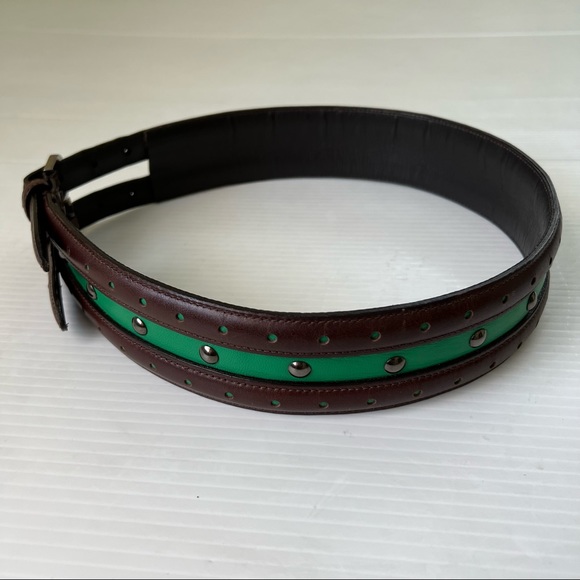 Oscar de la Renta Vintage Double Buckle Leather Belt , M main image 5